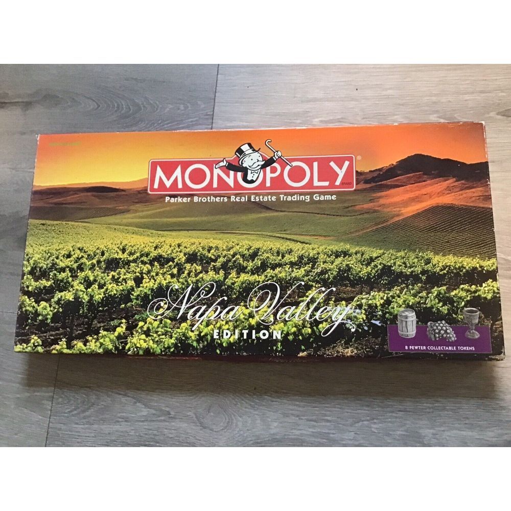 Monopoly Napa Valley Edition COMPLETE Parker Brothers 1997 Wine Pewter Tokens